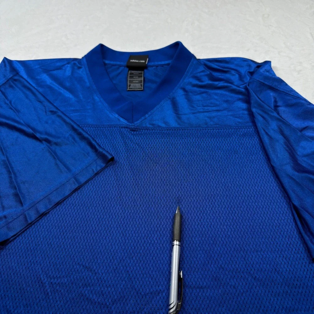 Adidas‎ Football Jersey Mens XL Blue V-Neck Mesh Practice Shirt 7918A Good